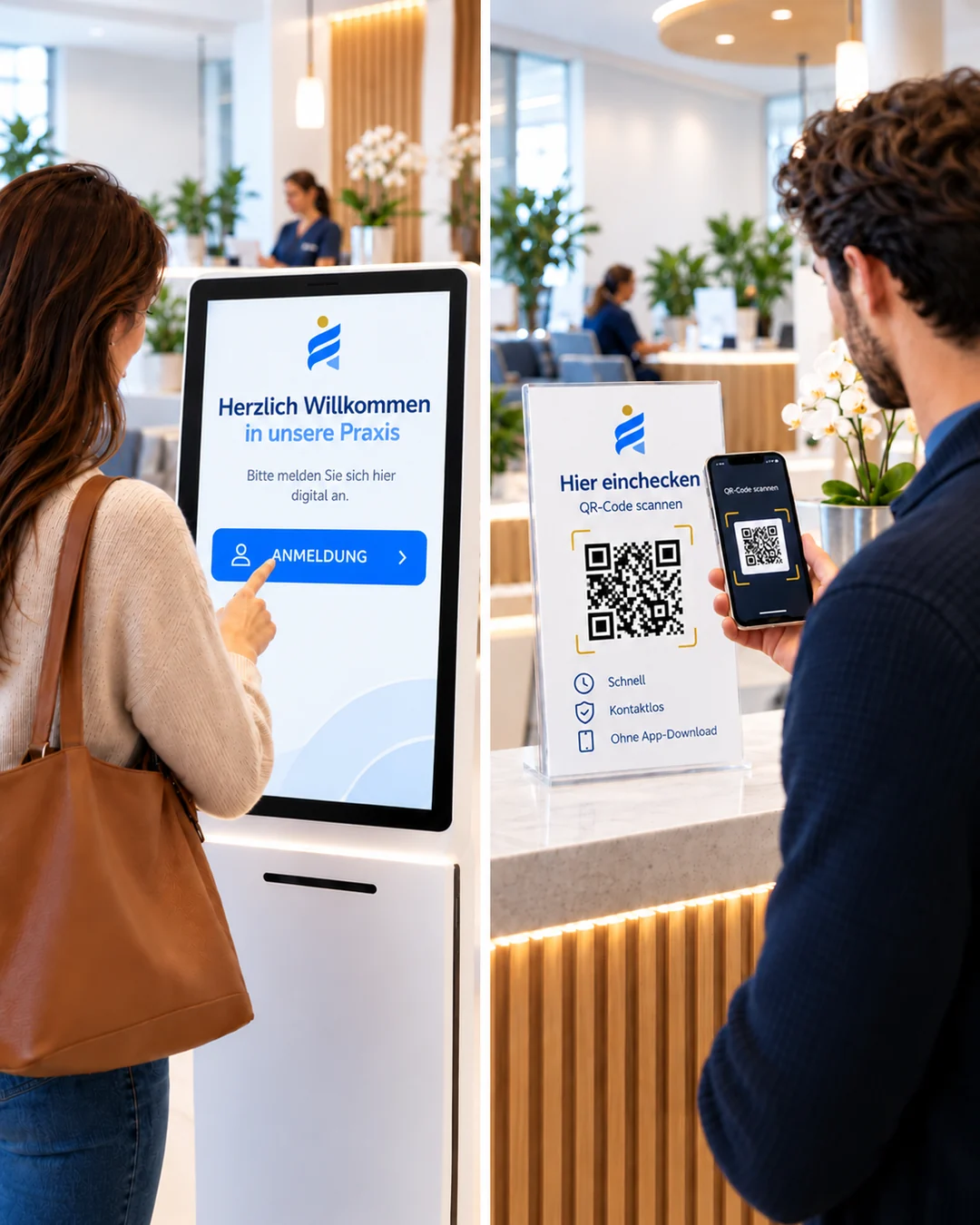 Patient scannt den QR-Code am Check-in-Terminal