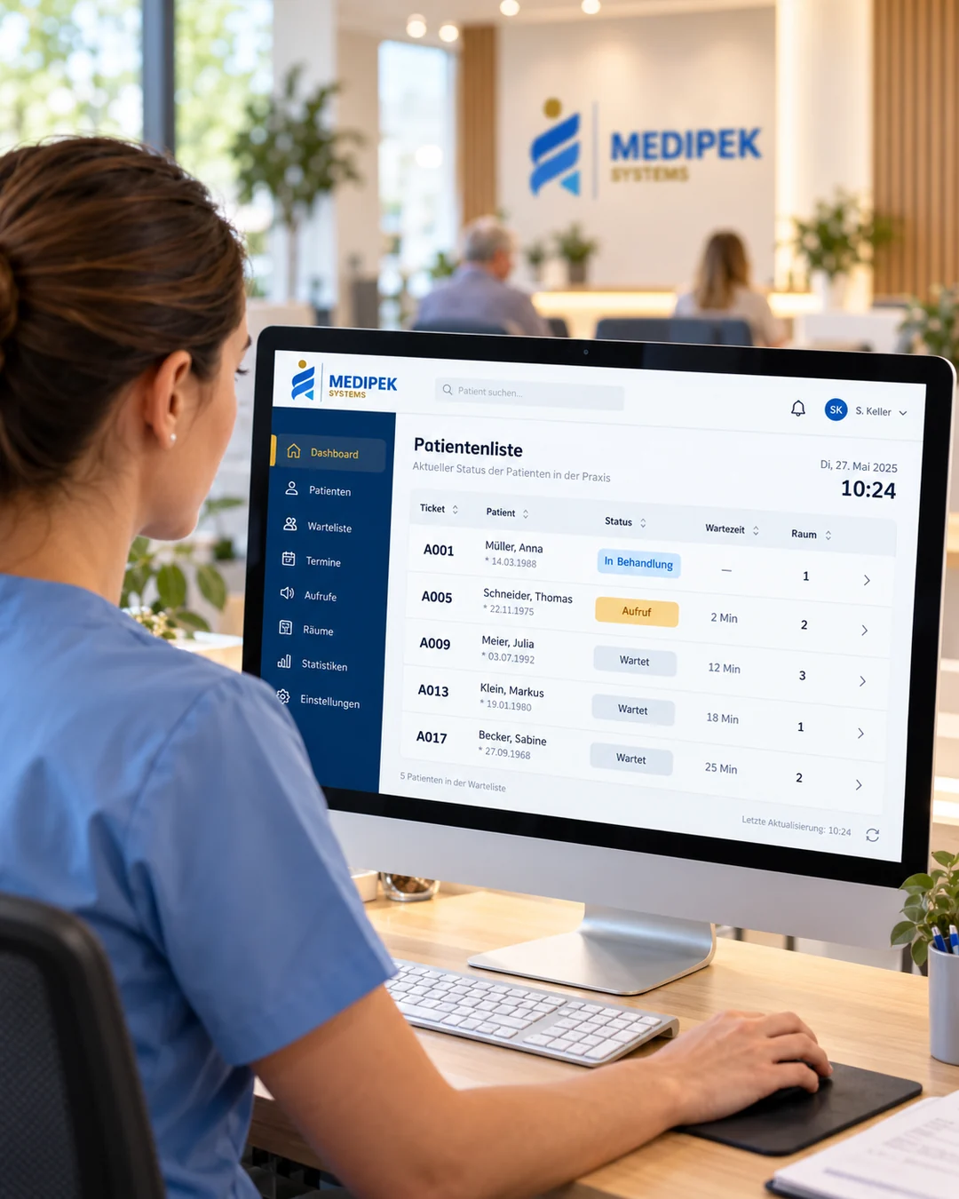 Wartezimmer-Dashboard für das Praxisteam